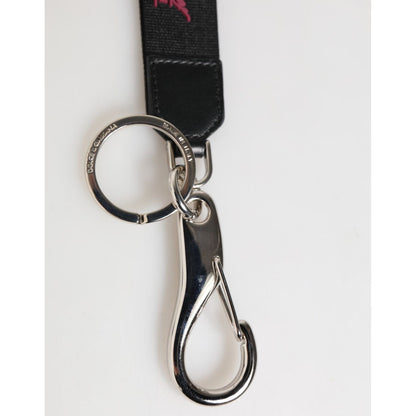 Dolce & Gabbana Black Burgundy Nylon DG Logo Crown Holder Keychain Keyring
