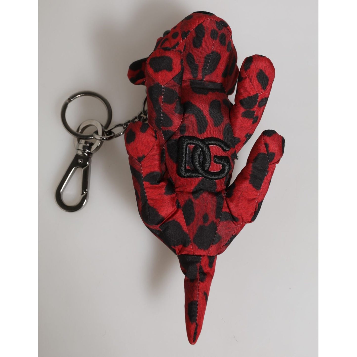 Dolce & Gabbana Red Black Polyester Animal Silhouette Bag Keychain Keyring