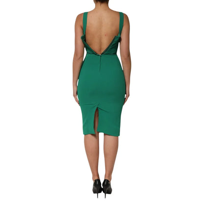 Dolce & Gabbana Dark Green Sleeveless Rayon Bodycon Dress