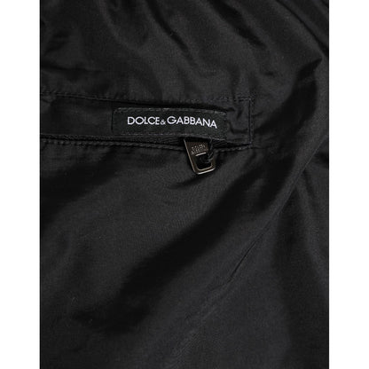 Dolce & Gabbana Black White Striped DG Logo Men Short Swimwear