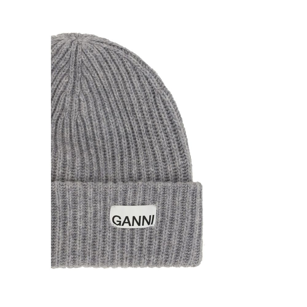Ganni Gray Wool Beanie