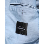Dolce & Gabbana Light Blue Linen Double Breasted Men Jacket Blazer with logo detail inside.