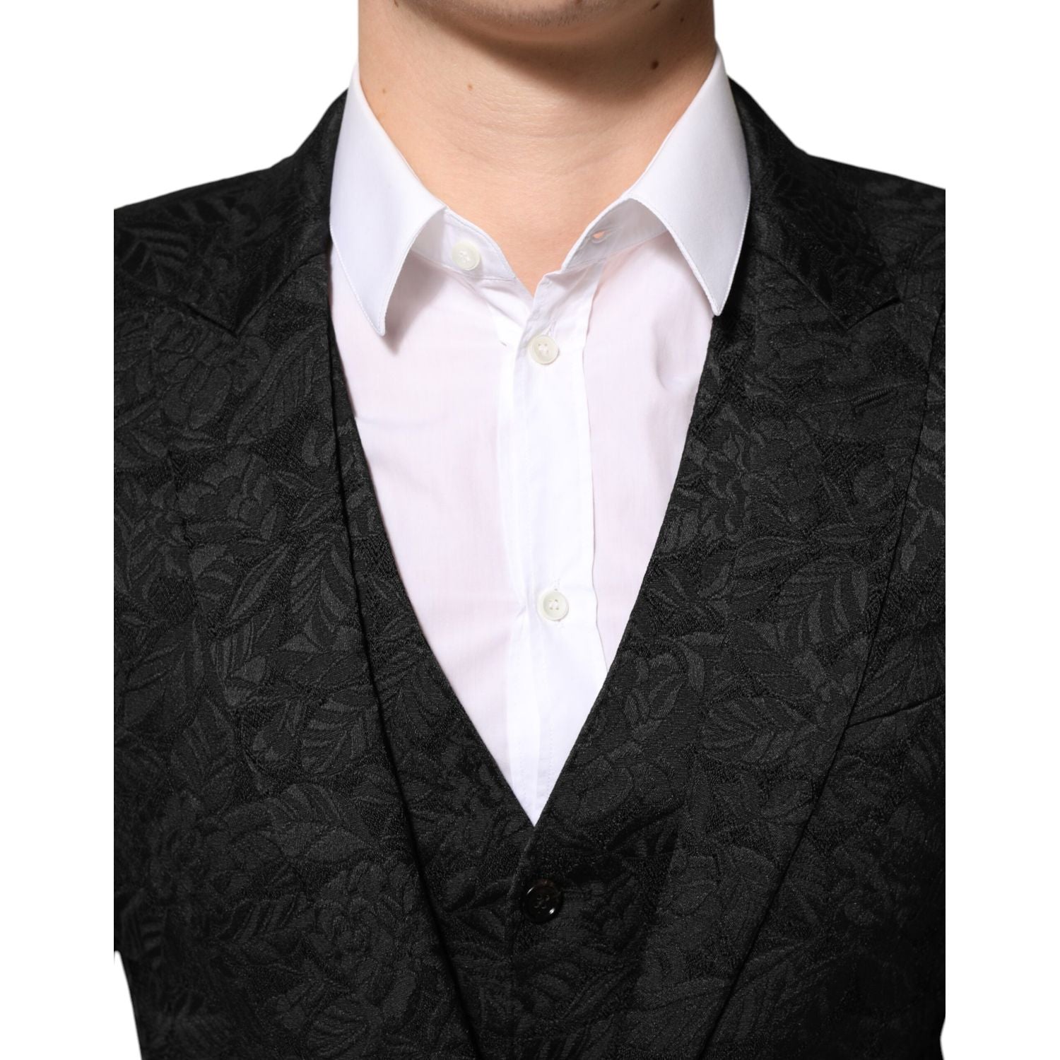 Dolce & Gabbana Black 3 Piece Brocade Jacquard Suit MARTINI