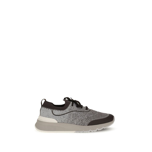 Brunello Cucinelli Gray Cotton Athletic Sneakers