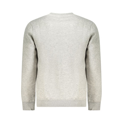 Back view of Norway 1963 Gray Cotton Men Sweater with long sleeves, showcasing elegant design and crew neck.