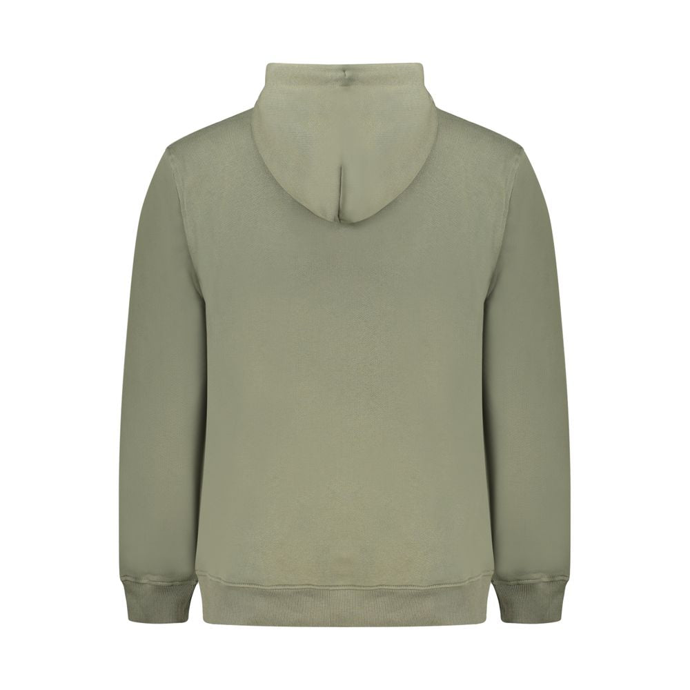 Back view of Tommy Hilfiger Green Cotton Men Sweater showing hood and long sleeves