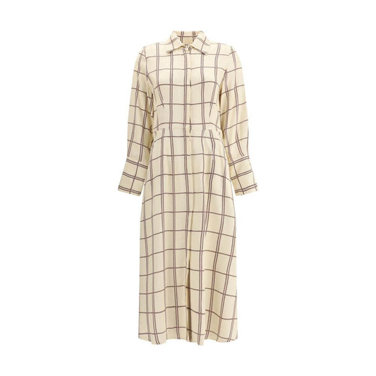 Crida Milano Checked midi Dress CR-BORDEAUXMDCHECKOFFWH-0/XS