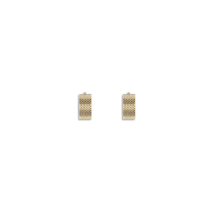 Jil Sander Gold Brass Earrings with geometric texture and hook-and-eye closure in a minimalist design, AW25 collection, silver tone.