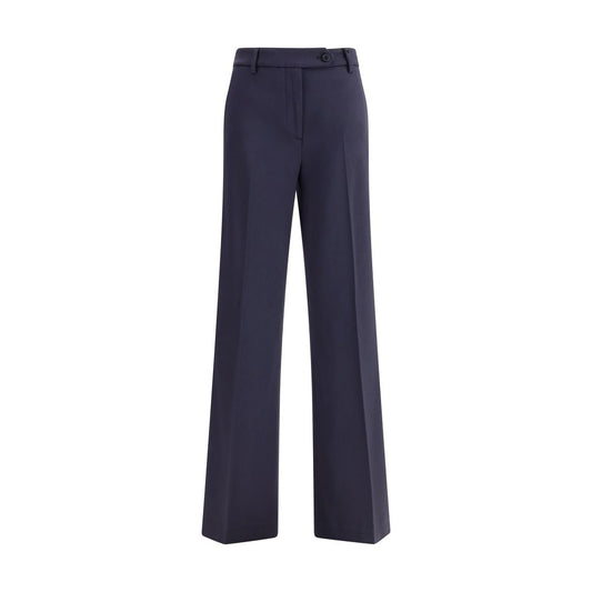 True Royal Blue Viscose Flared Pants with high waist, zipper and button closure, and side welt pockets, perfect for AW25 fashion.