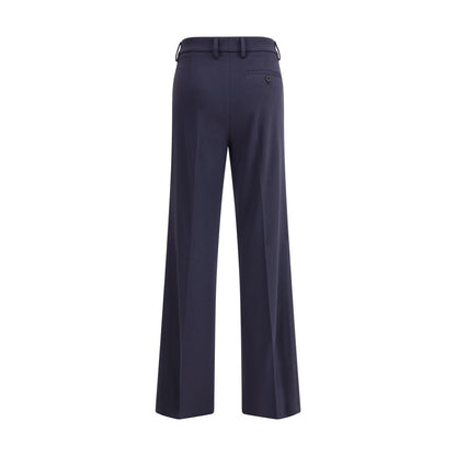 Back view of True Royal Blue Viscose Flared Pants with high waist, belt loops, and sleek flared design.