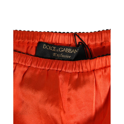 Dolce & Gabbana Red Silk Satin Lace Shorts Underwear