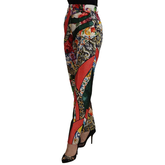 Dolce & Gabbana Multicolor Patchwork Jacquard High Waist Pants