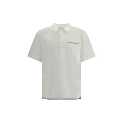 Thom Browne White Cotton Polo Shirt