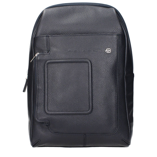 Piquadro Blue Leather Crossbody Bag with front logo and adjustable back straps, MPN CA4832VIBLU, perfect for stylish convenience.