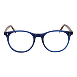 Hackett Blue Men Glasses Frame in full-rim acetate, round style with demo lenses, perfect for fashion-forward men.