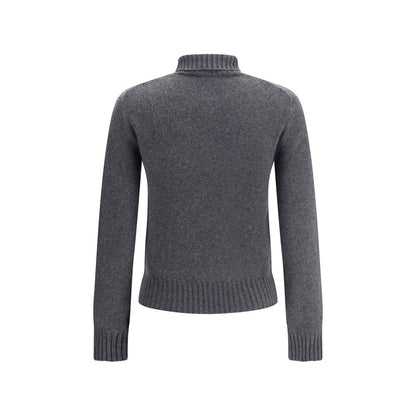 Ami Paris Gray Cashmere Turtleneck with ribbed trim, elegant winter fashion by Ami De Coeur.