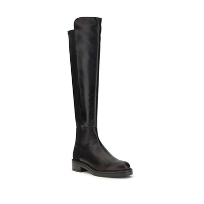 Stuart Weitzman Black Leather Over The Knee Boots, Celia high style with block heel, smooth leather front and elastic back for a snug fit.