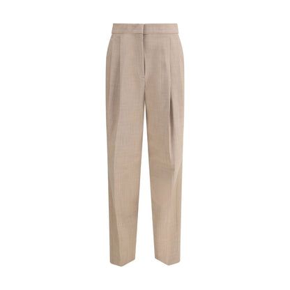 Fabiana Filippi Beige Fleece Wool Dress Pants with refined diamond thread loop and front zipper-and-hook closure.