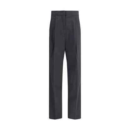 Fabiana Filippi Gray Fleece Wool Casual Pants with diamond thread loop, zipper-and-hook closure, and welt pockets for elegance and functionality.