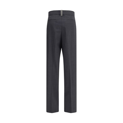 Back view of Fabiana Filippi Gray Fleece Wool Casual Pants with diamond thread loop detail.