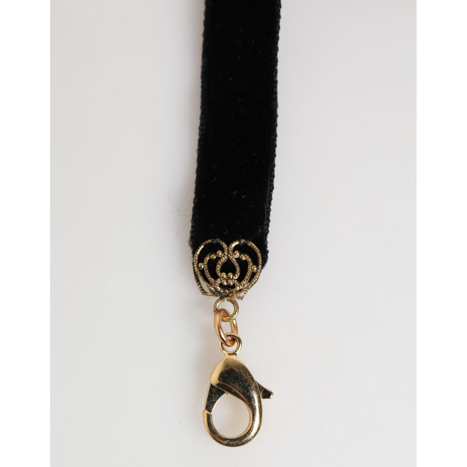 Dolce & Gabbana Blue Floral Appliqué Velvet Choker Crystal Beads Necklace