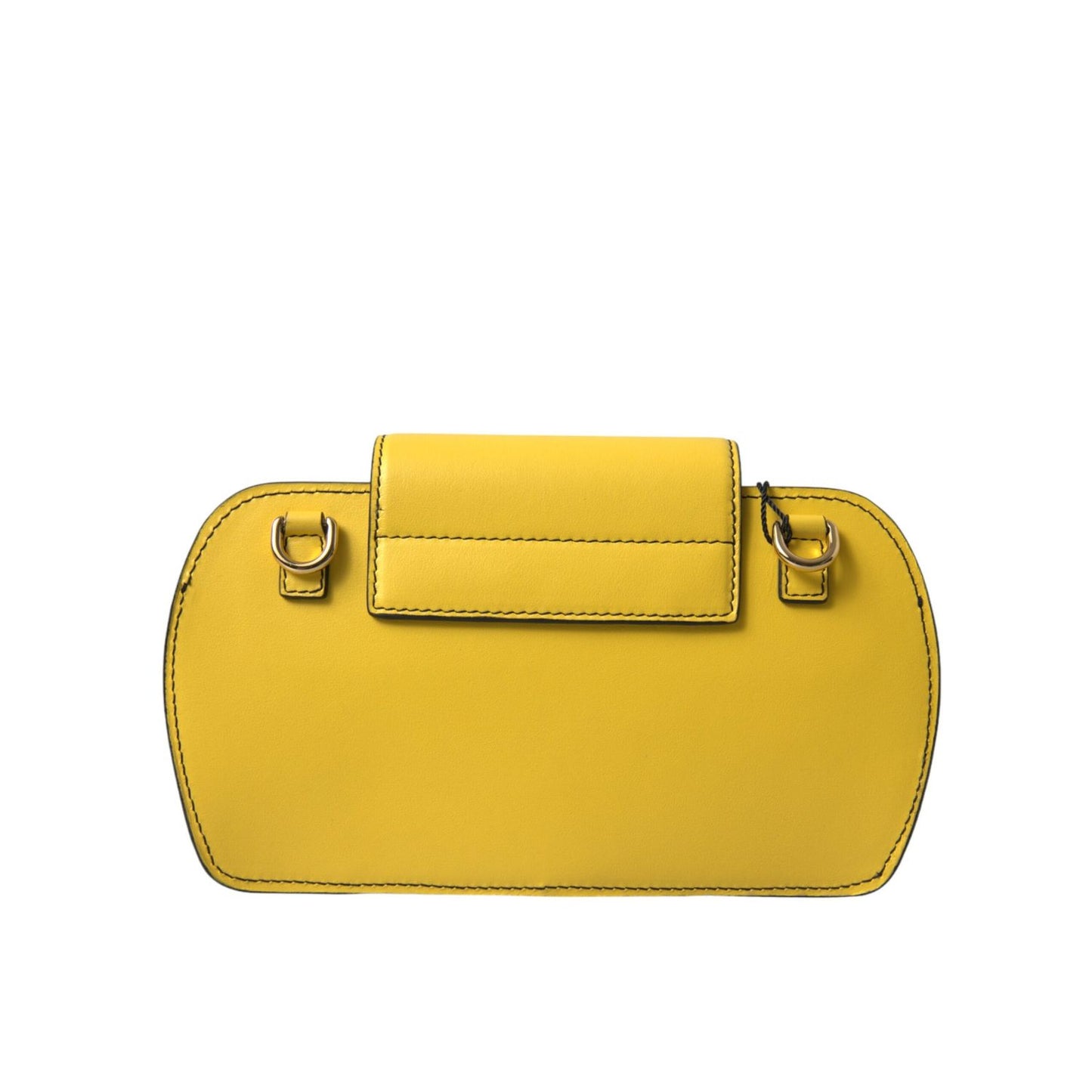 Dolce & Gabbana Yellow Smooth Leather DG Logo Clutch Crossbody Case Bag