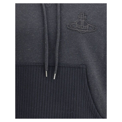 Vivienne Westwood Gray Cotton Sweatshirt with embroidered Orbit logo and adjustable drawstring hood.