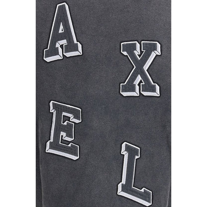 Axel Arigato Gray Cotton Sweatshirt with embroidered letter patches for unique handcrafted look.