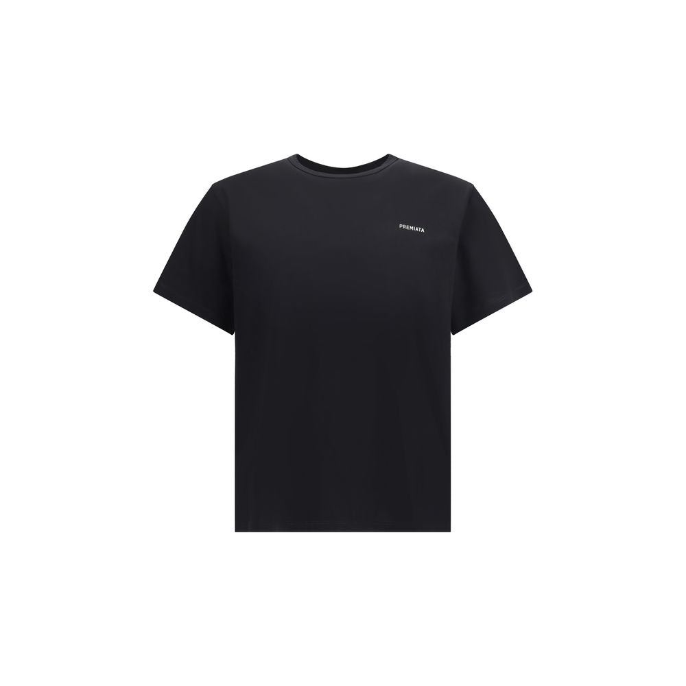 Premiata Black Cotton T-Shirt with classic collar and embroidered logo, featuring short sleeves and cuffs, ideal for casual looks.