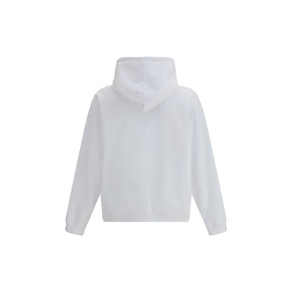Rear view of Dsquared² White Cotton Sweatshirt with hood, showcasing design and style for contemporary fashion enthusiasts.