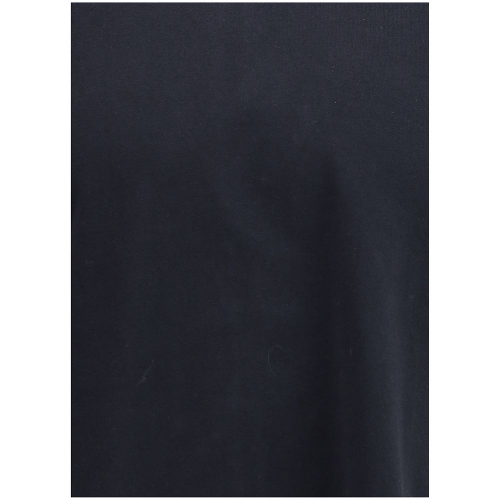 Maison Kitsuné Black Cotton T-Shirt with ribbed crew neck and logo patch, soft cotton fabric, regular fit for casual style.