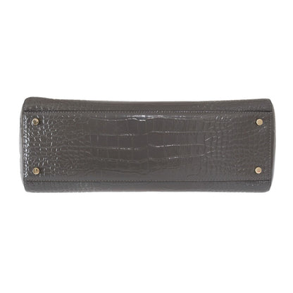 Kate Spade Grey Croc Embossed Leather Elissa Bristol Drive Tote Handbag Bag