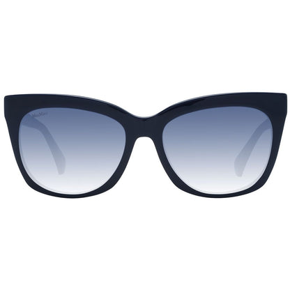 Max Mara Blue Plastic Sunglasses, women's full-rim cat eye style with gradient blue lenses, 100% UVA & UVB protection, size 55-17-140.