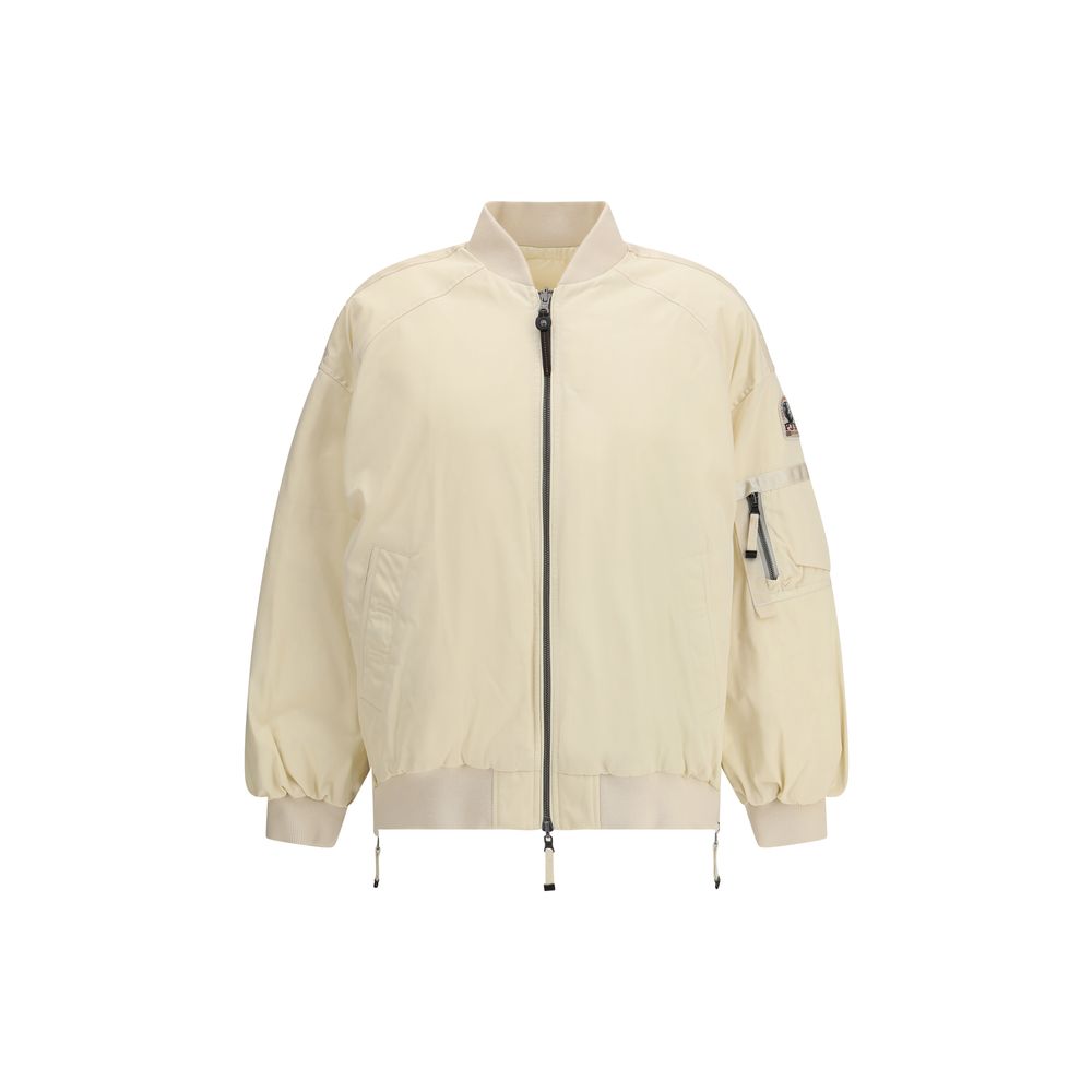 Parajumpers White Polyester Clothing Reversible Bomber with oversized silhouette and signature patch for AW25 season.