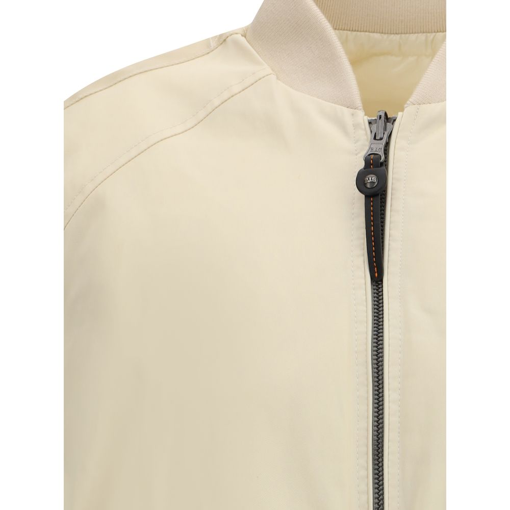 Close-up of Parajumpers White Polyester Clothing showing zipper and collar details.