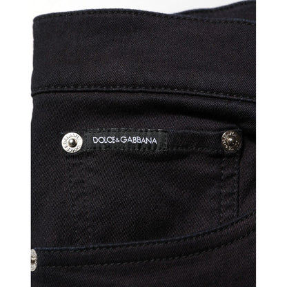 Dolce & Gabbana Black Cotton Blend Skinny Men Trouser Pants