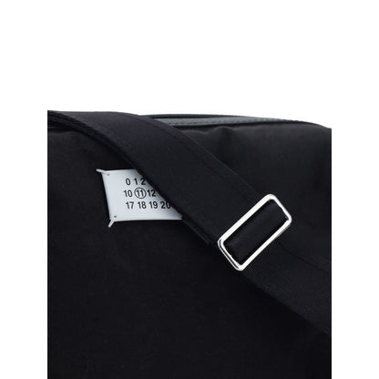 Margiela Black Nylon Shoulder Bag with adjustable strap and logo label.