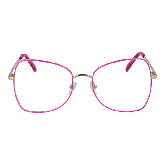 Emilio Pucci Purple Women Glasses Frame in butterfly style with full-rim purple metal frame and demo lenses, size 54-18-140.