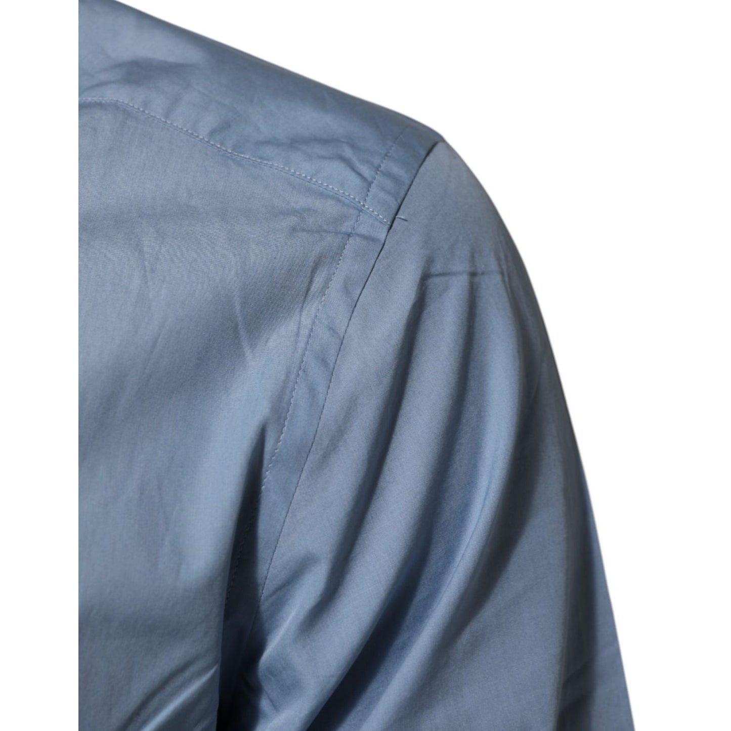 Dolce & Gabbana Blue Cotton Collared GOLD Formal Dress  Shirt