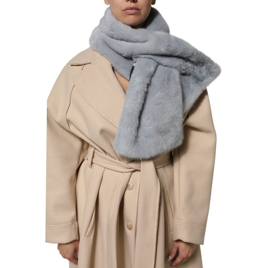 Dolce & Gabbana Powder Blue Mink Fur Neck Warmer Scarf MS7120