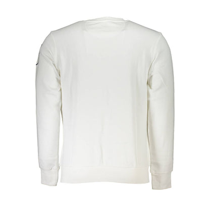 Back view of La Martina White Cotton Men's Sweater with embroidered details and iconic logo.