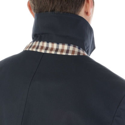 Aquascutum Black Cotton Mens Coat