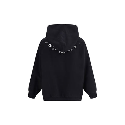 Back view of Givenchy Black Cotton Sweatshirt with hood and logo detail, showcasing oversized fit and modern style for AW25.