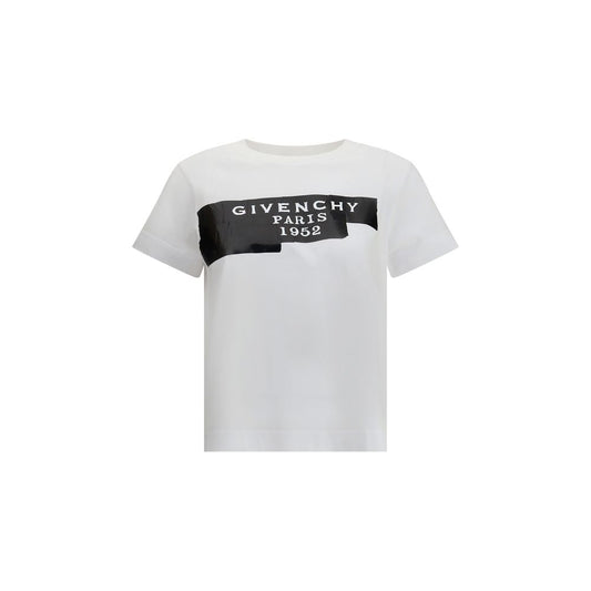 Givenchy White Cotton T-Shirt with 3D black logo print, crew neck, regular fit, made from 100% cotton, ideal for stylish casual wear.