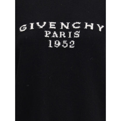 Black Givenchy Black Wool Sweatshirt with 'GIVENCHY Paris 1952' jacquard detail