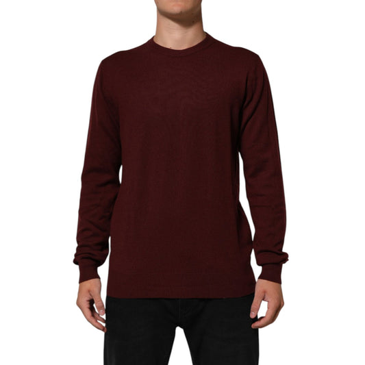 Dolce & Gabbana Maroon Cashmere Crew Neck Pullover Sweater