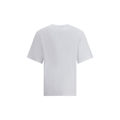 Back view of Maison Kitsuné White Cotton T-Shirt featuring a plain design and ribbed crew neck for a modern, versatile style.