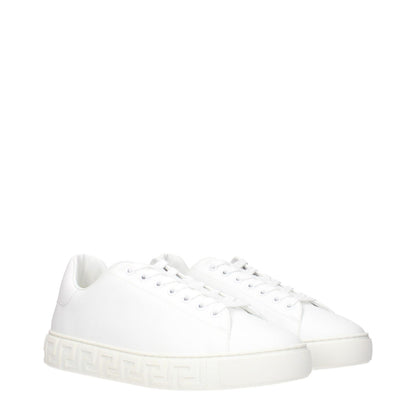 Versace White Leather Low Top Sneakers with front and back logo design