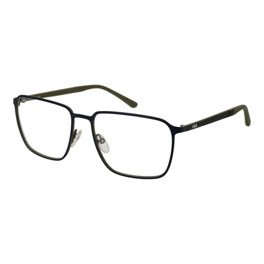 Fila Blue Men Glasses Frame with full-rim square design, rubber material, and demo lenses in blue color.