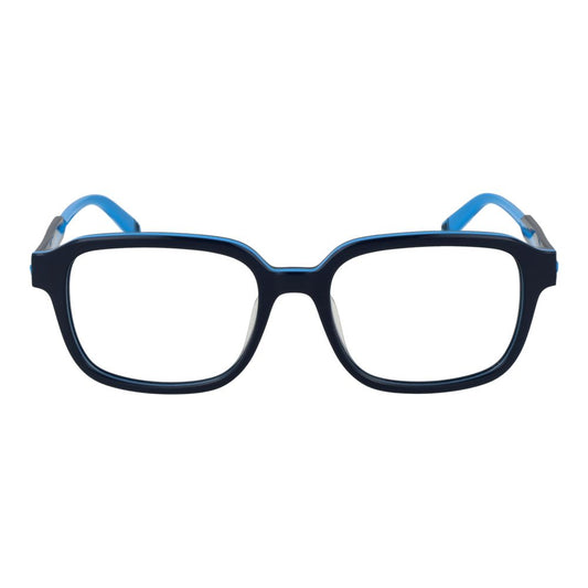 Fila Blue Men Glasses Frame in full-rim cellulose acetate with square style and demo lenses, size 51-17-140, main color blue.